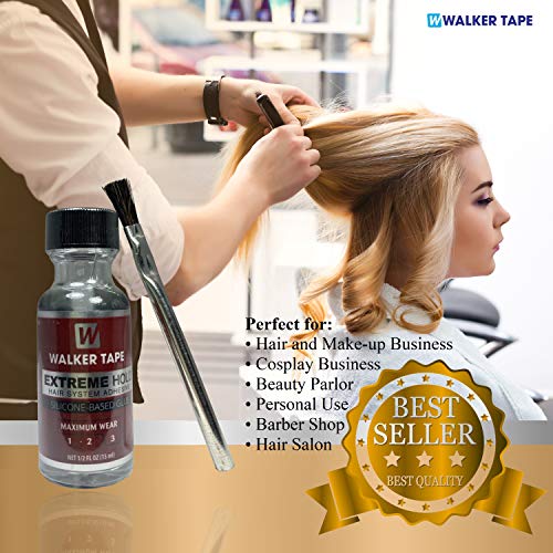 Extreme Hold Wig Glue 0.5oz w/Wig Glue Brush Bundle Saver Pack | Waterproof I...