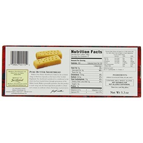 Walkers Shortbread Fingers, 5.3 Oz, Pack of 6