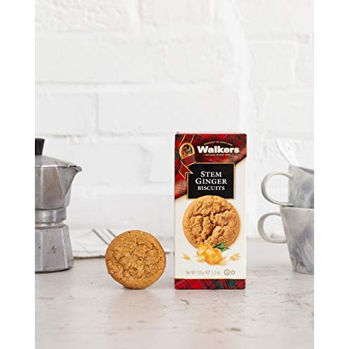 Walkers Shortbread Stem Ginger Scottish Cookies, 5.3 Ounce Box (Pack of 6)