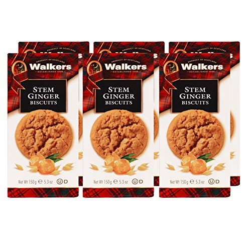 Walkers Shortbread Stem Ginger Scottish Cookies, 5.3 Ounce Box (Pack of 6)