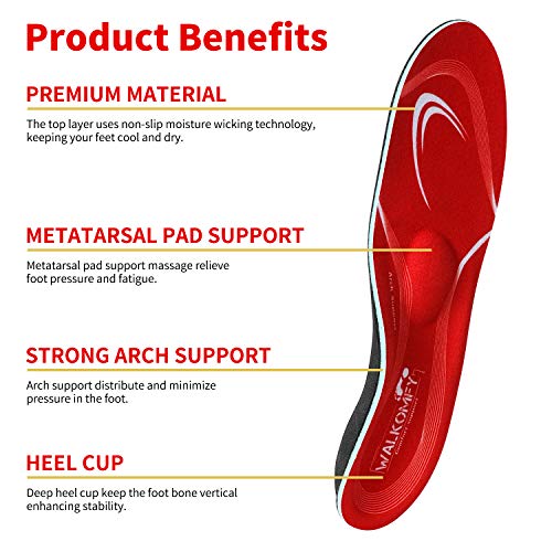 Walkomfy Pain Relief Orthotics, Plantar Fasciitis Arch Support Insoles Shoe I...