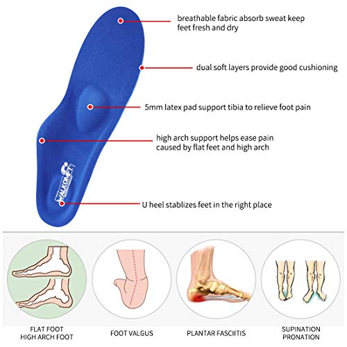 Walkomfy Plantar Fasciitis Pain Relief Orthotics - Flat Feet Arch Support Ins...