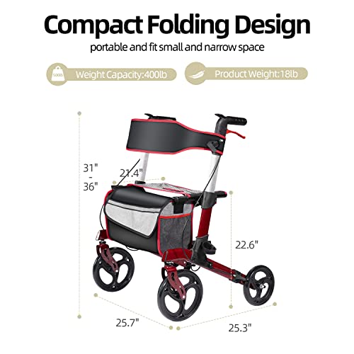 Walroll Heavy Duty Walkers for Seniors, Bariatric Walker Support Up 400lbs wi...