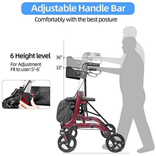 Walroll Walkers for Seniors, Rollator Walker Folding Lightweight Rolling Walk...