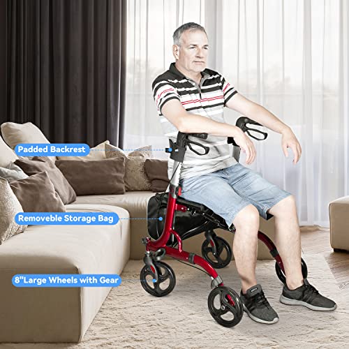 Walroll Walkers for Seniors, Rollator Walker Folding Lightweight Rolling Walk...