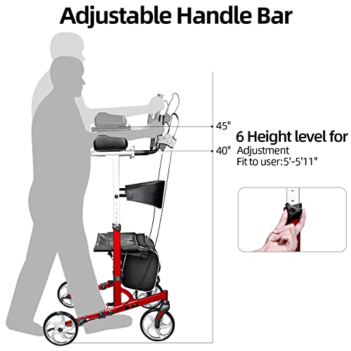 Walroll Walkers for Seniors, Upright Rollator Walker with Seat, Lightweight S...