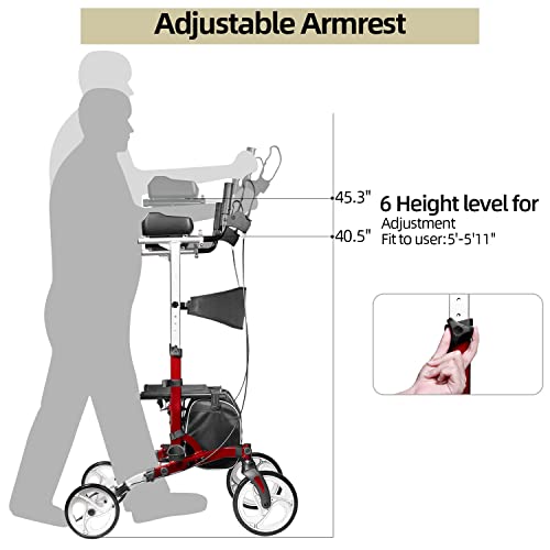 Walroll Walkers for Seniors with 10" Front Wheels, Upright Rollator Walker wi...