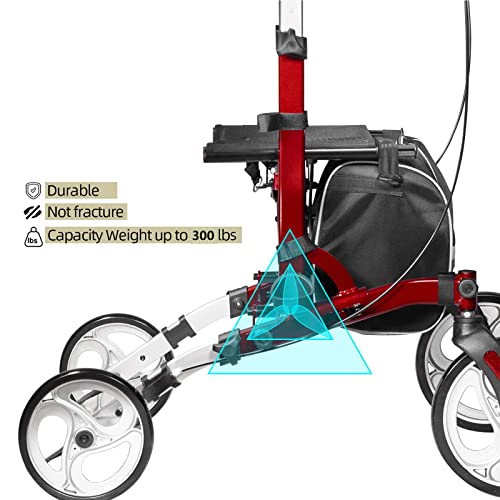 Walroll Walkers for Seniors with 10" Front Wheels, Upright Rollator Walker wi...