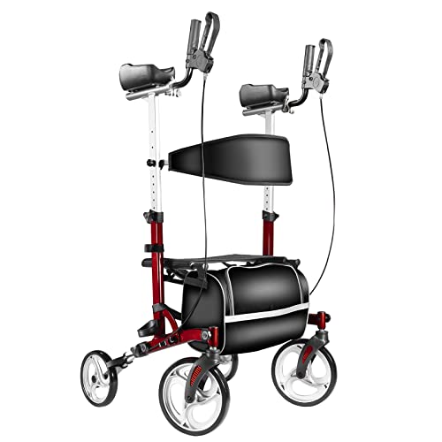Walroll Walkers for Seniors with 10" Front Wheels, Upright Rollator Walker wi...