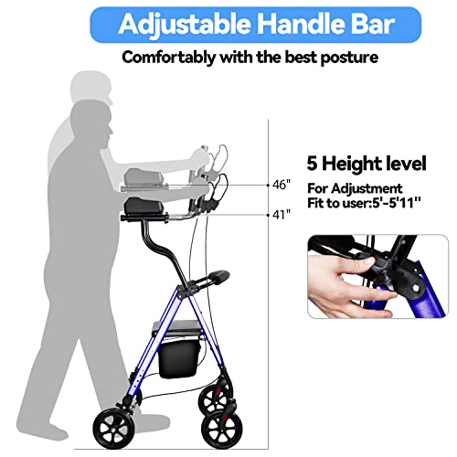 Walroll Walkers for Seniors with Seat, Stand UP Rollator Walkers, Tall Foldin...