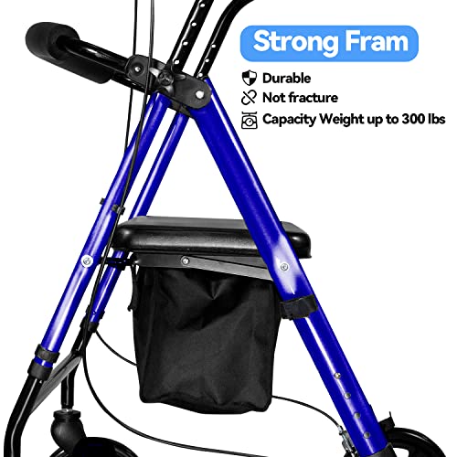 Walroll Walkers for Seniors with Seat, Stand UP Rollator Walkers, Tall Foldin...