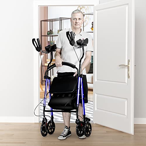 Walroll Walkers for Seniors with Seat, Stand UP Rollator Walkers, Tall Foldin...