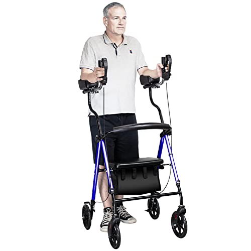 Walroll Walkers for Seniors with Seat, Stand UP Rollator Walkers, Tall Foldin...