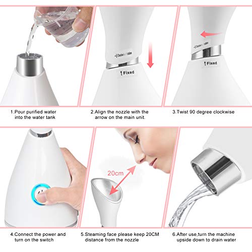 Portable Nano Ionic Facial Steamer Warm Mist Face Cleaner Home Skin Spa Steam...