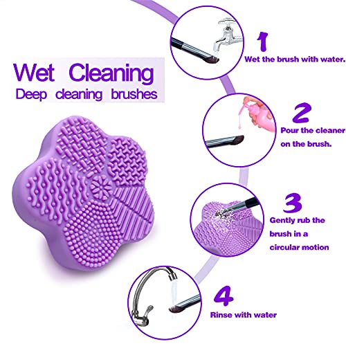 WantGor Silicone Makeup Brush Cleaning Mat, With Color Removal Sponge, Portab...