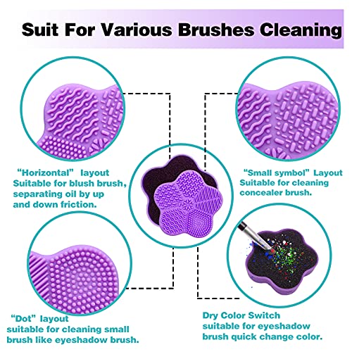 WantGor Silicone Makeup Brush Cleaning Mat, With Color Removal Sponge, Portab...