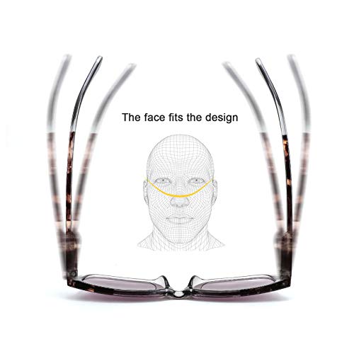 WANWAN Vintage Square Sunglasses Reading Glasses for Women Men Reader with Sp...