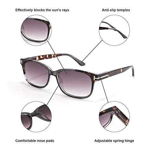 WANWAN Vintage Square Sunglasses Reading Glasses for Women Men Reader with Sp...