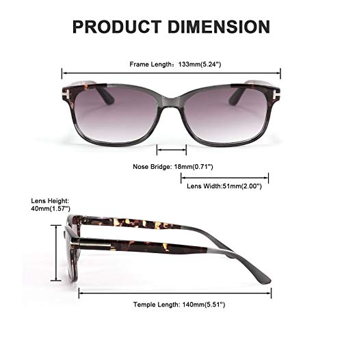 WANWAN Vintage Square Sunglasses Reading Glasses for Women Men Reader with Sp...