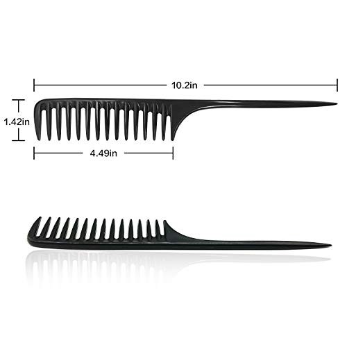 Wapodeai Wide Tooth Comb Detangling Hair Brush, Professional Styling Comb Bla...