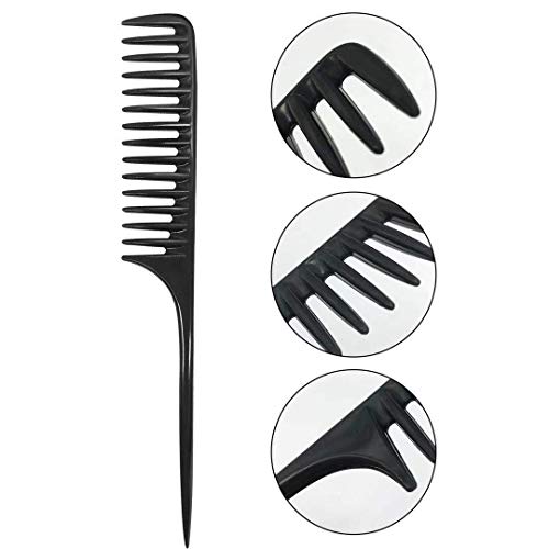 Wapodeai Wide Tooth Comb Detangling Hair Brush, Professional Styling Comb Bla...