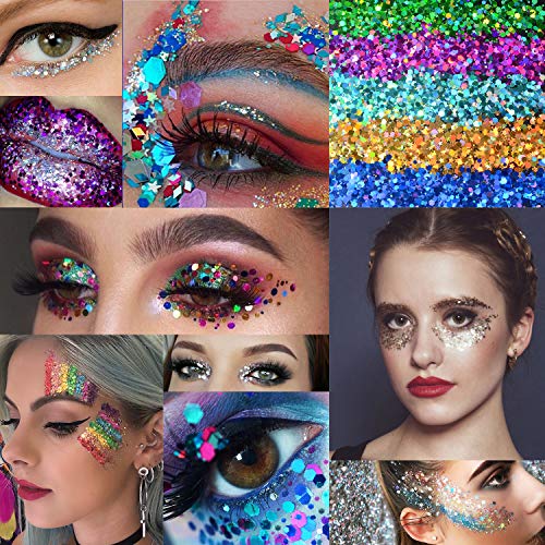 Warmfits Holographic Chunky Glitter 12 Colors Total 120g Face Body Eye Hair N...