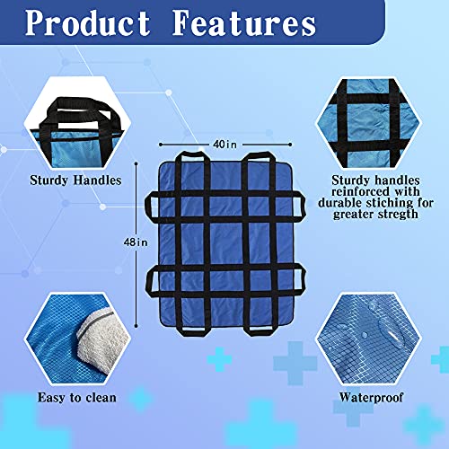 Positioning Bed Pad with Reinforced Handles 48" X 40" Waterproof Transfer She...