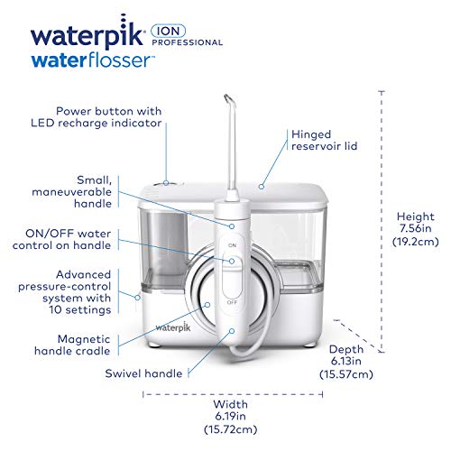 Waterpik ION Professional Cordless Water Flosser Teeth Cleaner Rechargeable a...