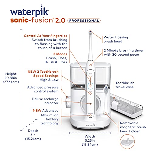 Waterpik Sonic-Fusion 2.0 Professional Flossing Toothbrush, Electric Toothbru...