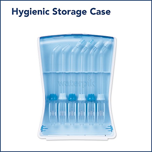 Waterpik Water Flosser Tips Storage Case and 6 Count Replacement Tips, Conven...