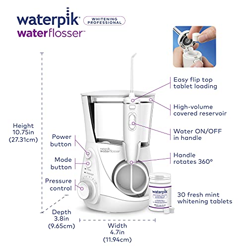 Waterpik Whitening Water Flosser, White (WF 05) Electric Oral Irrigator Floss...