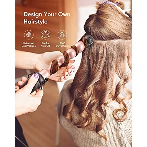 Wavytalk 5 in 1 Curling Iron,Curling Wand Set with Curling Brush and 4 Interc...