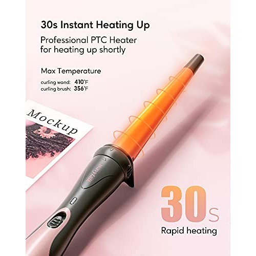 Wavytalk 5 in 1 Curling Iron,Curling Wand Set with Curling Brush and 4 Interc...