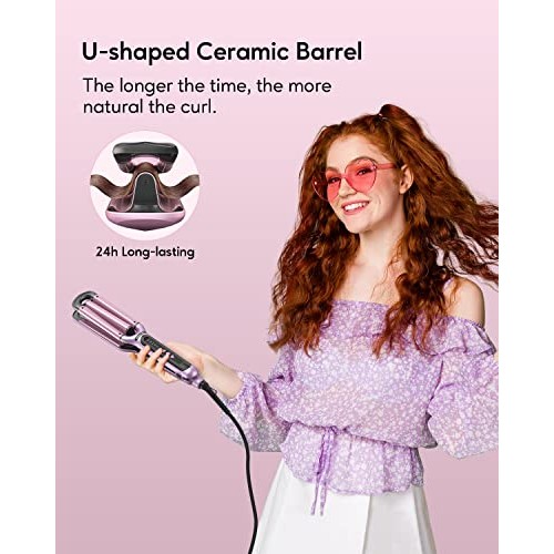 Wavytalk Beach Waves Curling Iron 3 Barrel Deep Hair Waver Hair Crimper Ceram...
