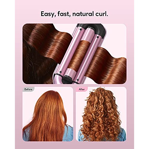 Wavytalk Beach Waves Curling Iron 3 Barrel Deep Hair Waver Hair Crimper Ceram...