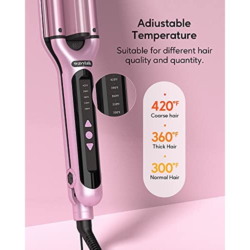 Wavytalk Beach Waves Curling Iron 3 Barrel Deep Hair Waver Hair Crimper Ceram...
