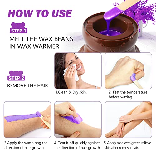 Hard Wax Beads for Hair Removal - Depilatory Wax Bear Strip Free Glitter Waxi...