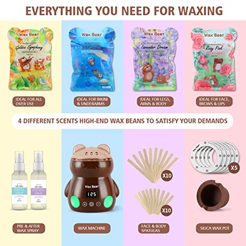 Waxing Kit Wax Warmer for Hair Removal,WAX BEAR Touch Screen Display Wax Mach...