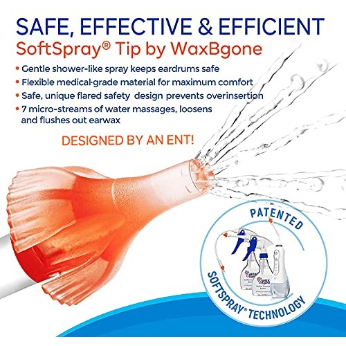 WaxBgone Ear Wax Removal Kit with Earwax Drops and SoftSpray Ear Irrigation T...