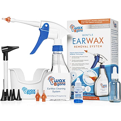 WaxBgone Ear Wax Removal Kit with Earwax Drops and SoftSpray Ear Irrigation T...