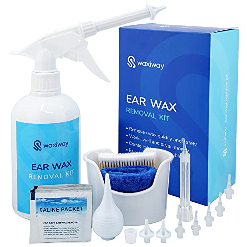 WAXIWAY Ear Wax Removal Kit – Ear Cleaning Kit with Spray Bottle, Ear Syringe...