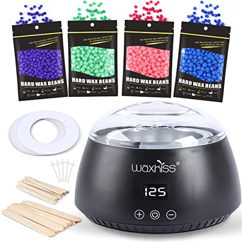 Wax Warmer Kit, waxkiss Hair Removal Waxing Kit with 4 Packs Hard Wax Beans(1...