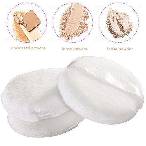 5 PCS Large Powder Puff, 4.13 Inch Velour Body Powder Puff Round Fluffy Powde...
