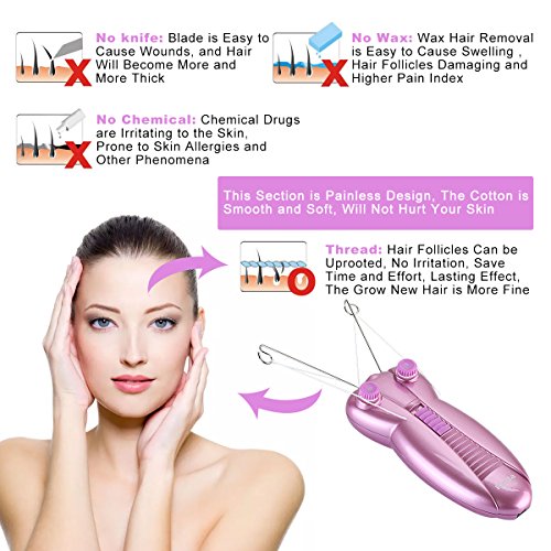 WAYCOM Ladies Facial Hair Remover Electric Women's Beauty Epilator Facial Thr...