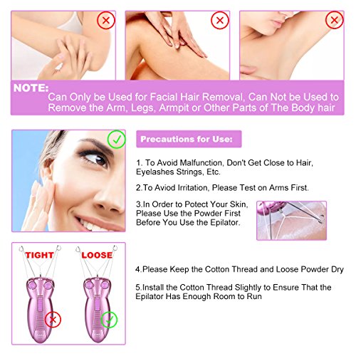 WAYCOM Ladies Facial Hair Remover Electric Women's Beauty Epilator Facial Thr...