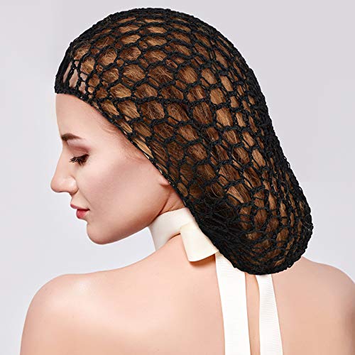 Waydress 2 Pieces Mesh Hair Net Rayon Knit Snood Women Crocheted Sleep Cap (B...