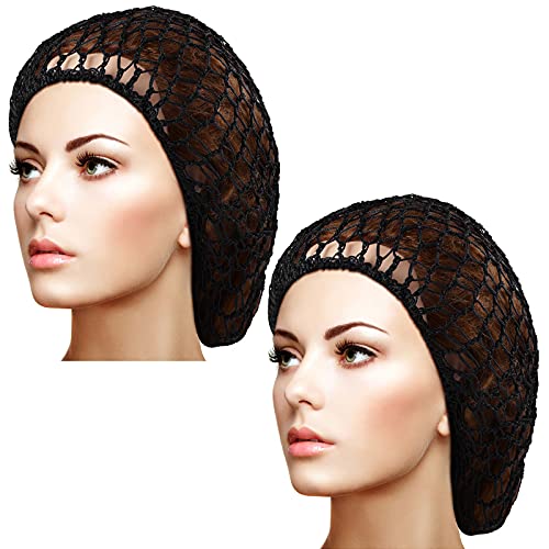 Waydress 2 Pieces Mesh Hair Net Rayon Knit Snood Women Crocheted Sleep Cap (B...