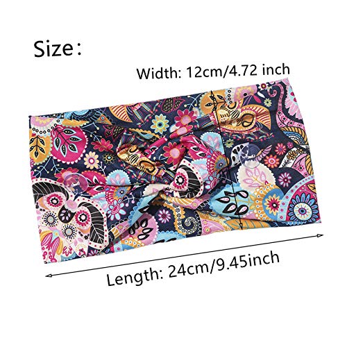 3 Pcs Non Slip Women Headbands With Buttons Silk Boho Extra Wide Floral Headb...