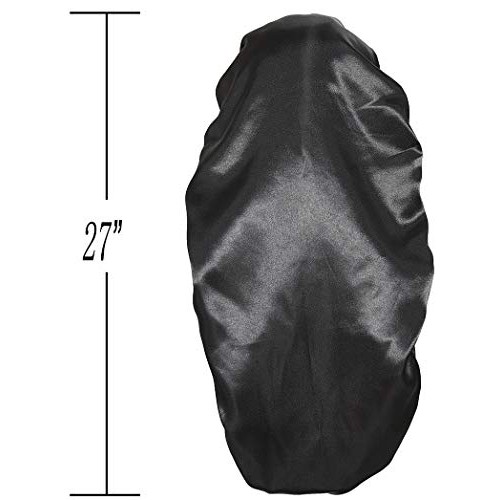 2 Pcs Hair Bonnets for Women Satin, Black Leopard Soft Elastic Band Silky Sle...