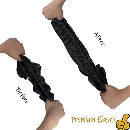 2 Pcs Hair Bonnets for Women Satin, Black Leopard Soft Elastic Band Silky Sle...